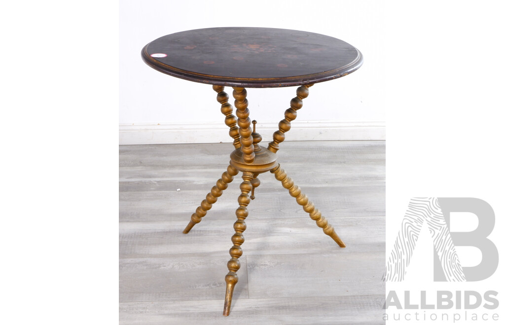 Vintage Occasional Table With Turned and Gilded Legs