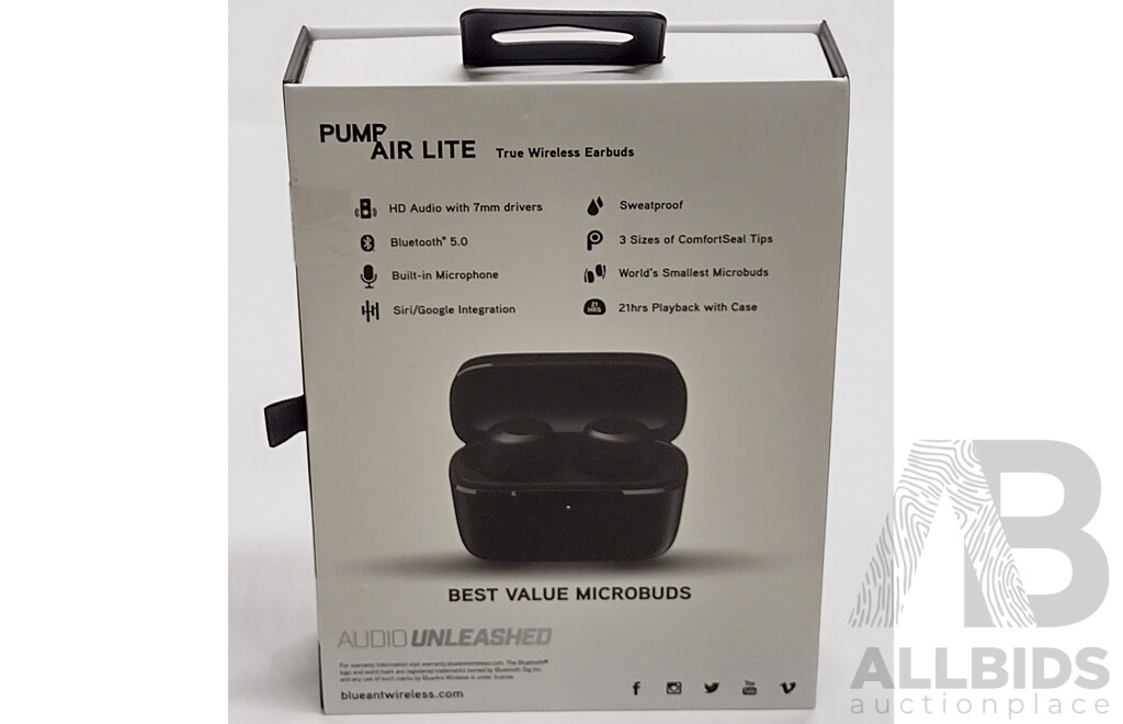 BlueAnt Pump Air Lite (Black) in Ear Headphones - Brand New - ORP $89.00
