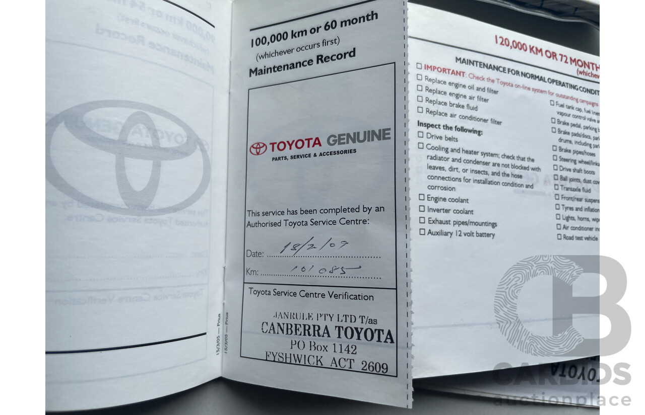 7/2005 Toyota Prius I-Tech Hybrid NHW20R 5d Hatchback Red 1.5L