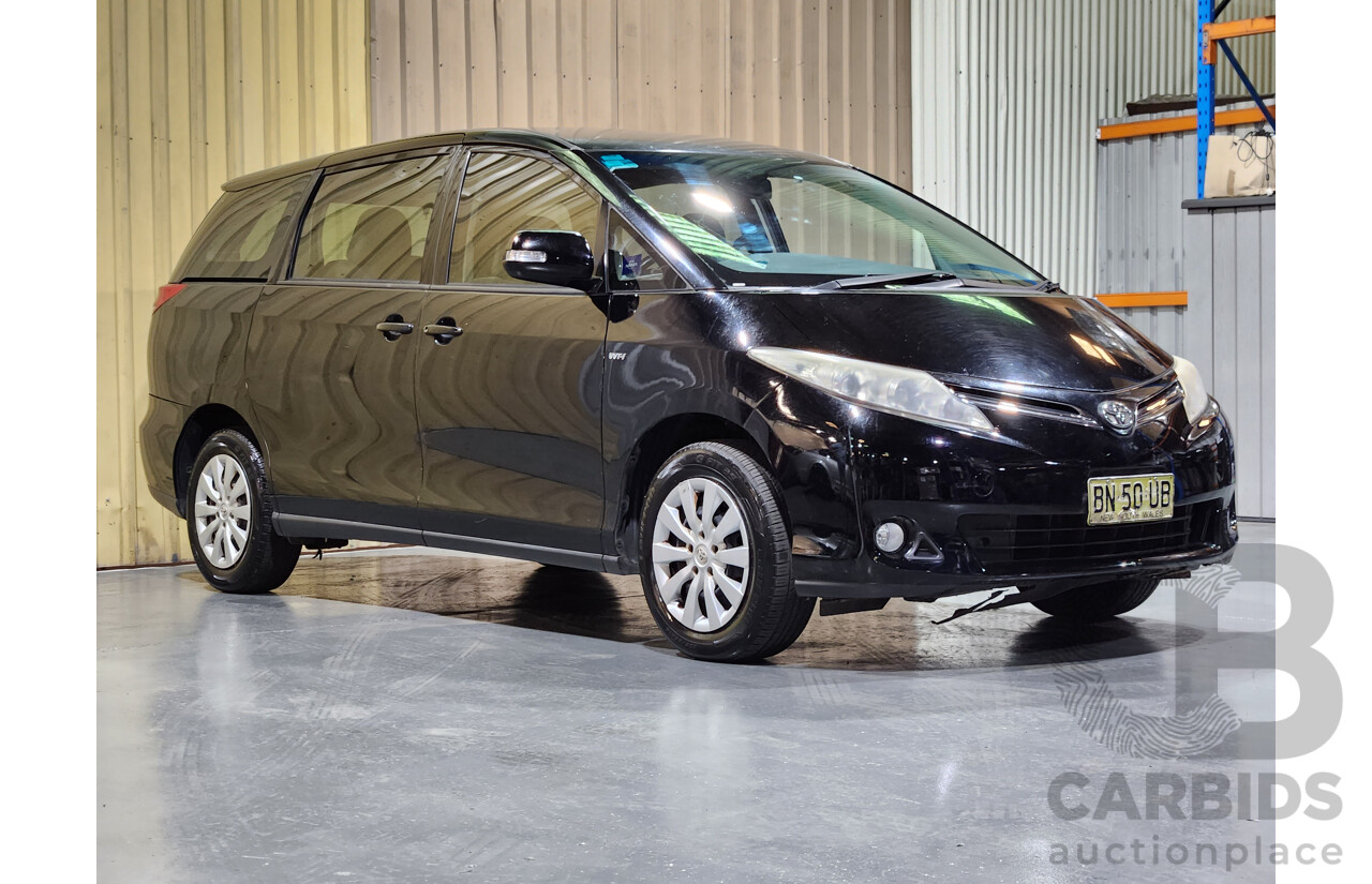12/2011 Toyota Tarago GLi ACR50R 4d Wagon Black 2.4L - 8 Seater