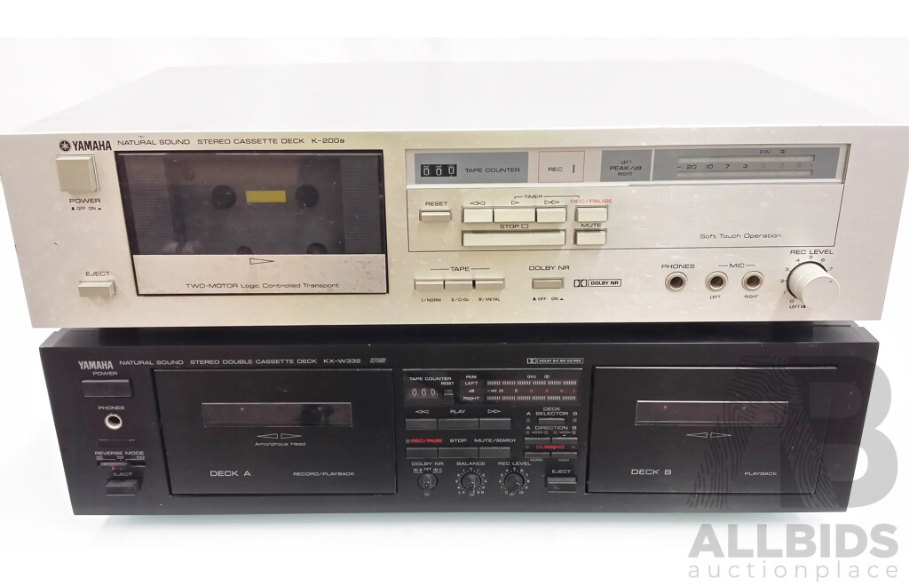 Yamaha K-220a and KX-W332 Natural Sound Stereo Cassette Decks