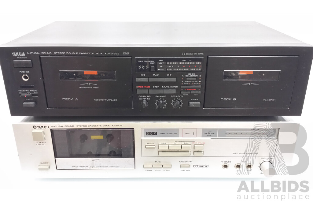 Yamaha K-220a and KX-W332 Natural Sound Stereo Cassette Decks