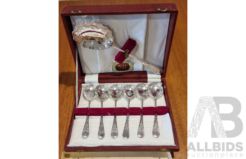 Silverplated (EPNS) Dessert Spoons with Server Set and Cake Forks by RODD Australia