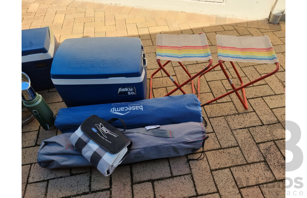 Collection of Picnicking and Camping Equipment - Includes Ford FPV 50th Anniversary Picnic Basket & Blanket and Others