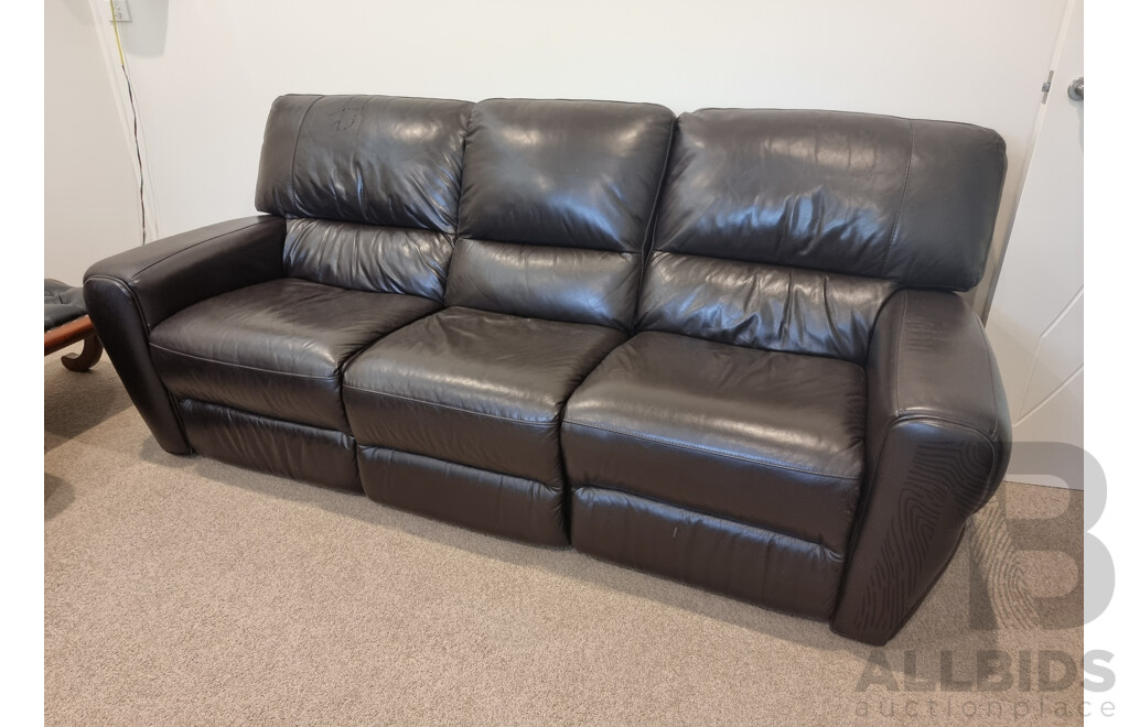 Nick Scali Leather 3 Seater Electric Recliner Lounges - Quantity of 3