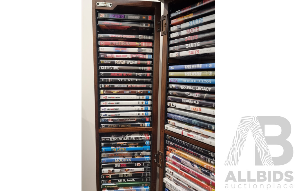 Large Collection of DVD's and Cabinet