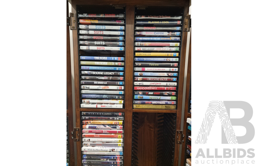 Large Collection of DVD's and Cabinet