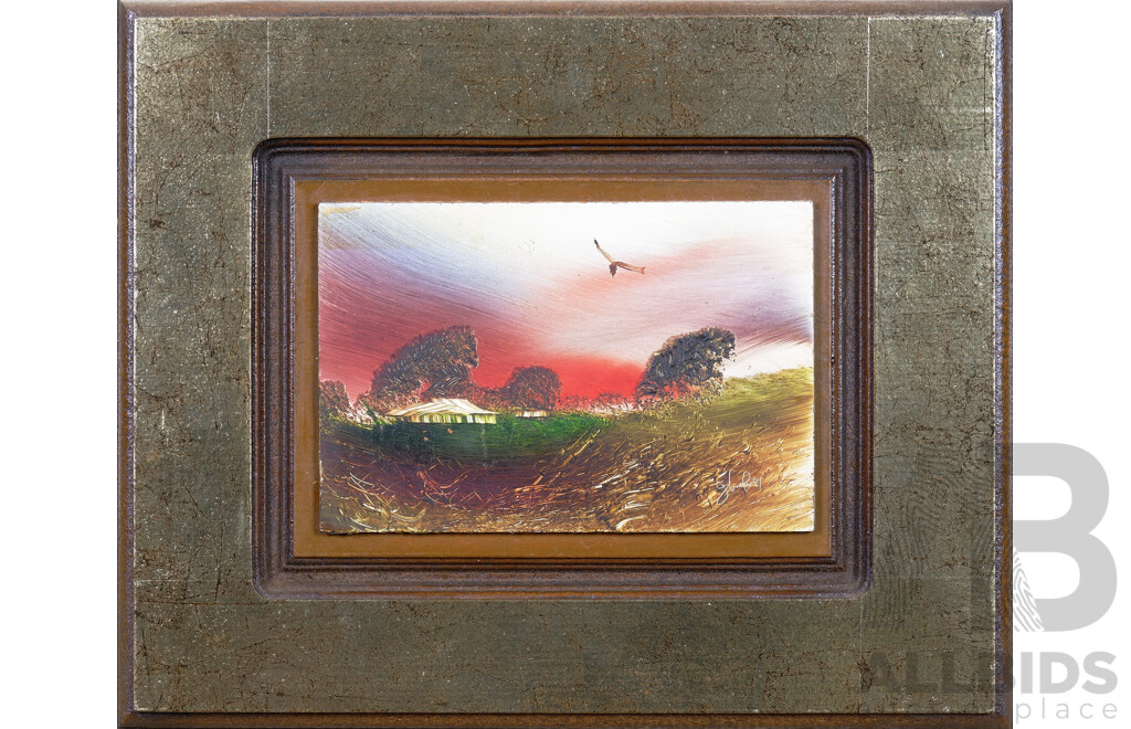 Jim Crofts (born 1922), Group of 4 Oil on Board Landscape Paintings, largest 14 x 19 cm (4)