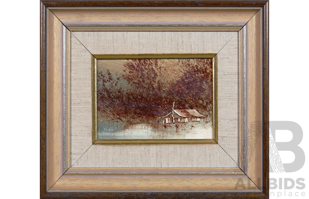 Jim Crofts (born 1922), Group of 4 Oil on Board Landscape Paintings, largest 14 x 19 cm (4)