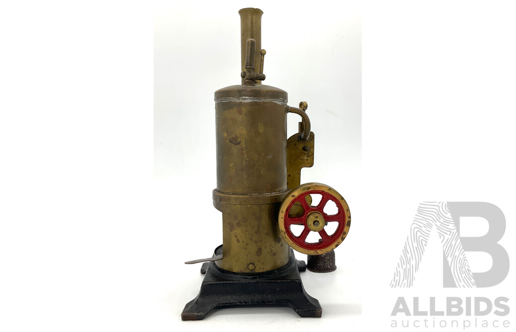 Vintage Renown Brass and Cast Iron Base  Steam Engine Vertical Boiler, Made in Sydney With Burner Tray and Instructions