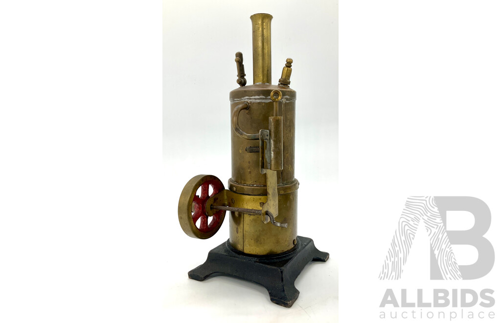 Vintage Renown Brass and Cast Iron Base  Steam Engine Vertical Boiler, Made in Sydney With Burner Tray and Instructions