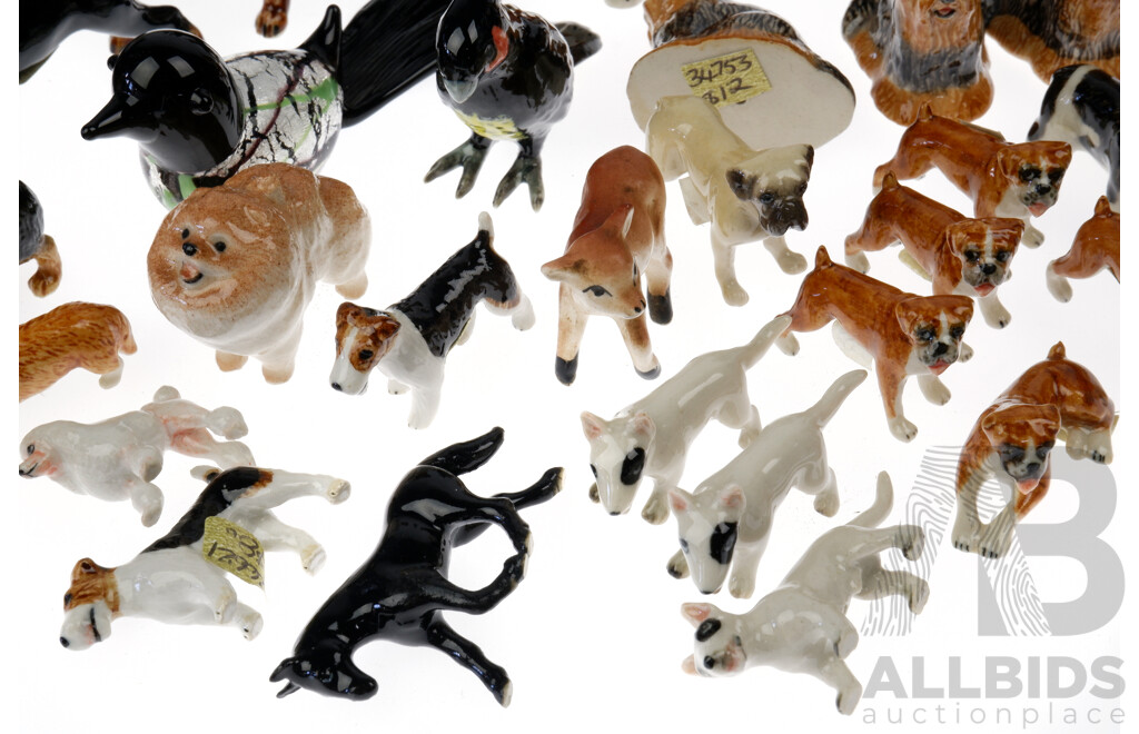 Collection of Approx 36 Porcelain Animal Figures, Mostly Doggies