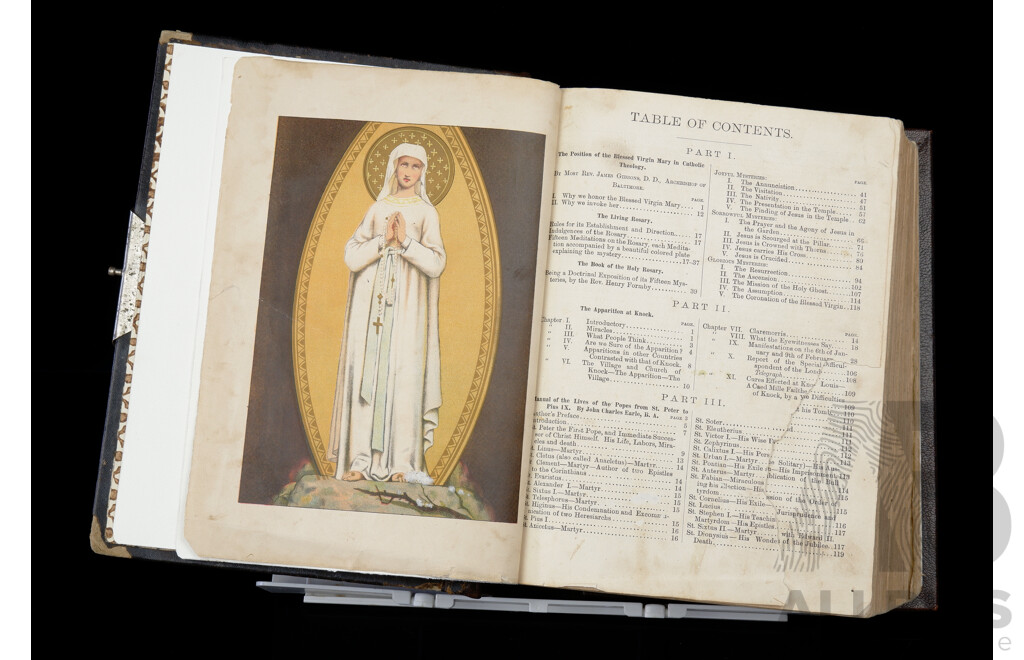 Antique Fathers Martyrs and Queen of the Holy Rosary, 1886, Leather Bound Hardcover with Tooled Gilt Detail