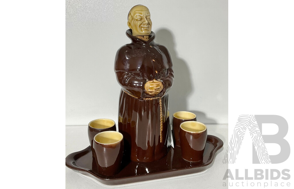 Vintage Beswick Made for Heathmaster Monk Decanter, Tray and Tumblers
