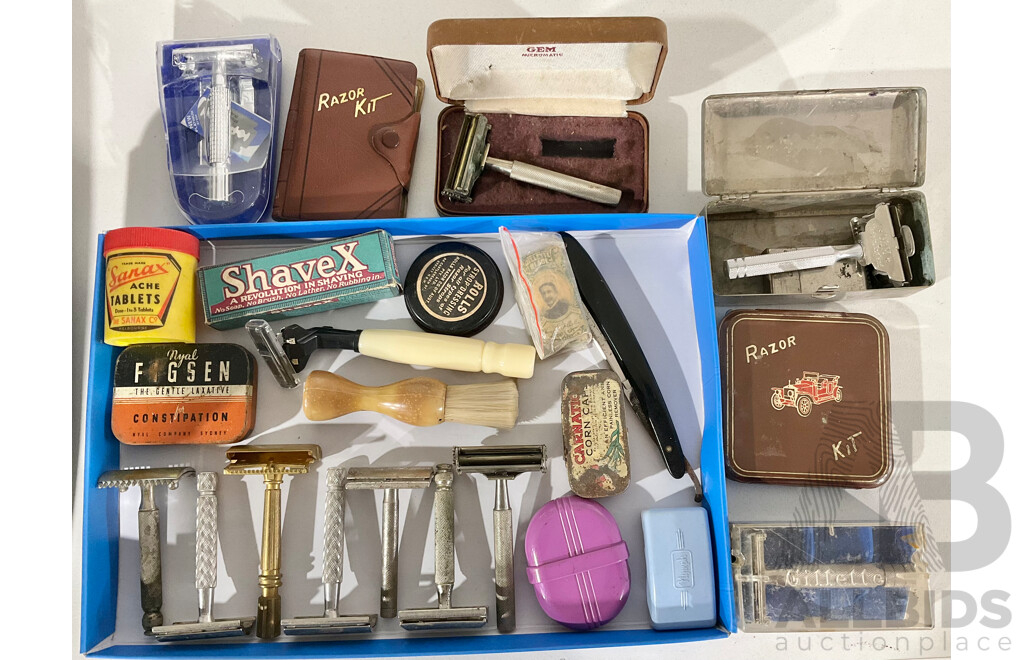 Large Collection of Shaving Tools Inlcuding GEM and Gillette