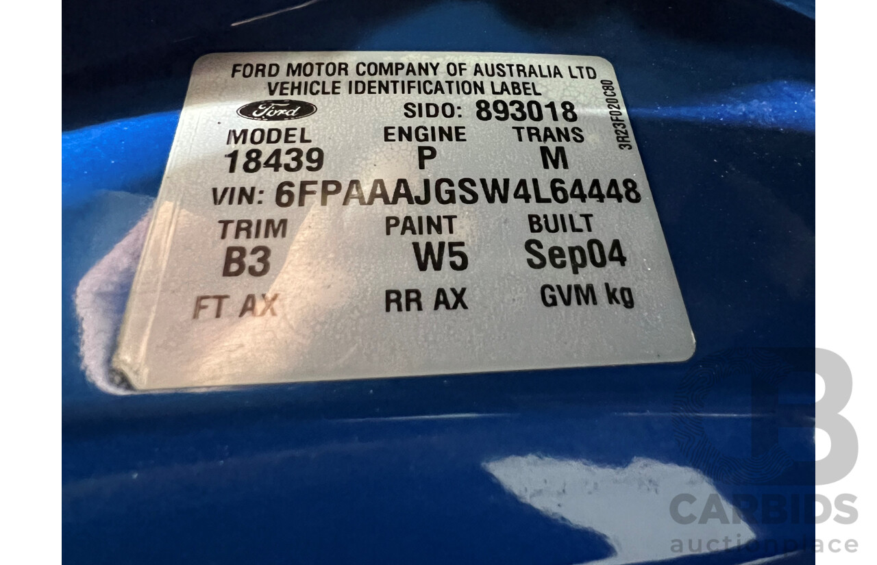 9/2004 Ford FPV F6 Typhoon BA MKII Pre-Production Number 12/16 4d Sedan Shockwave Blue 4.0L Turbo