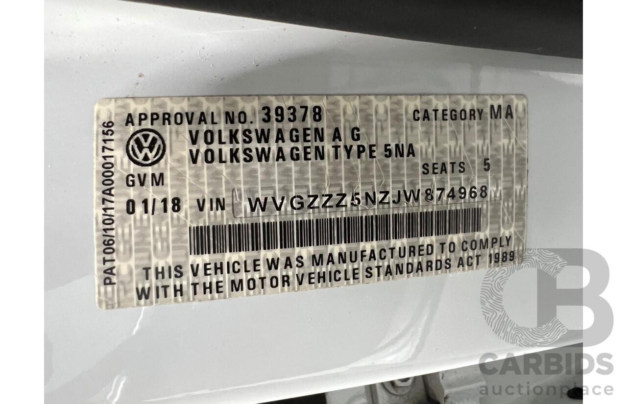 1/2018 Volkswagen Tiguan 162 TSI R-Line (4x4) 5NA 4d Wagon White 2.0L Turbo