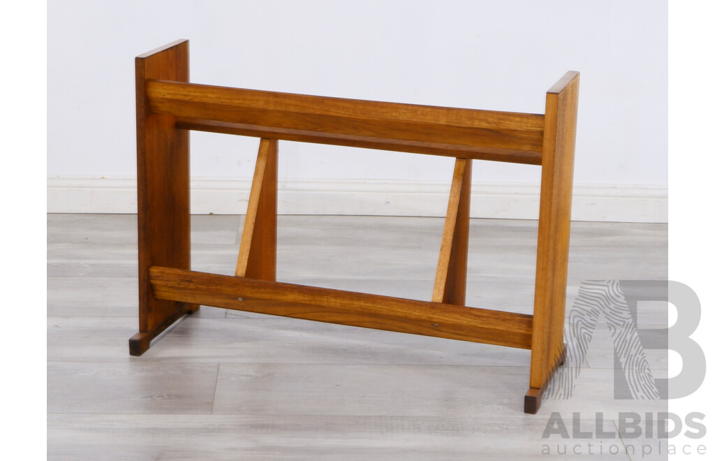 Vintage Solid Oak Shoe Rack With Oak Veneer Slab Ends