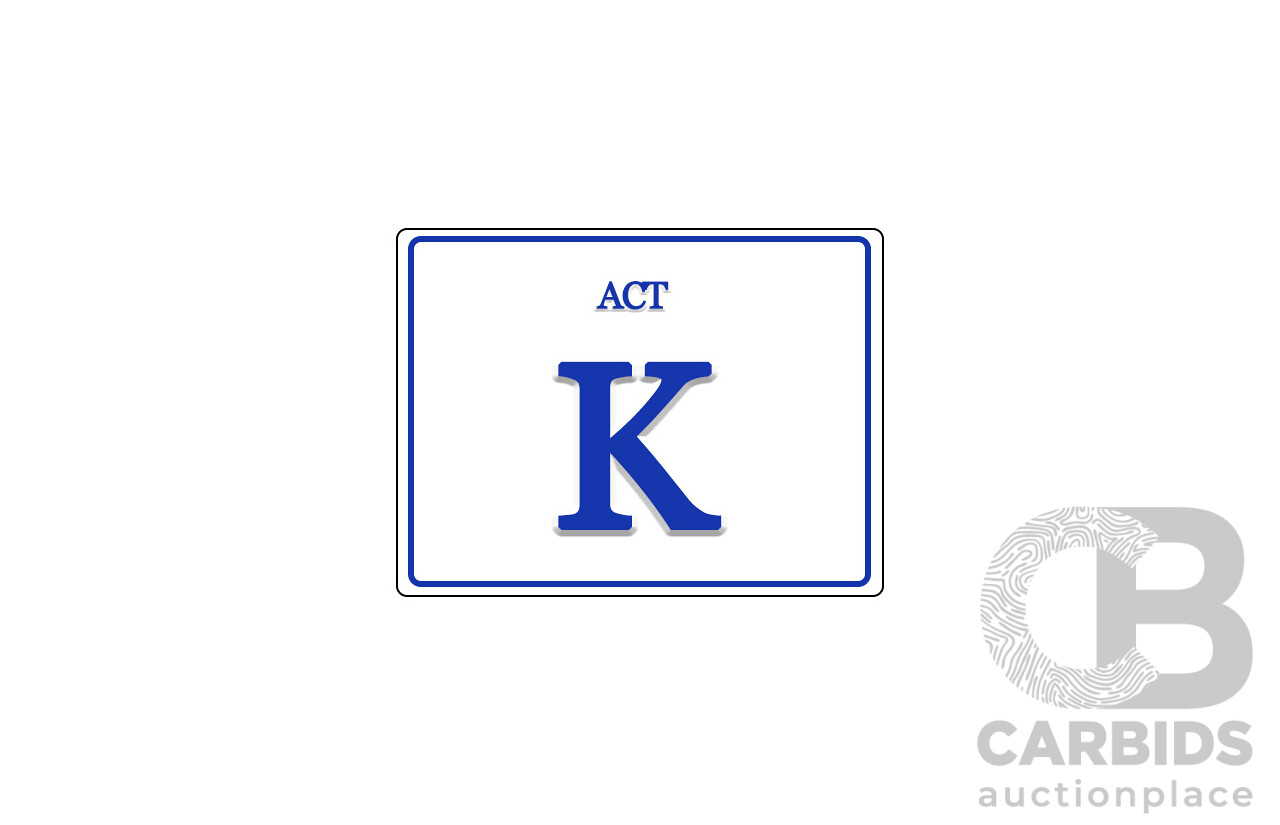 ACT Single Letter Number Plate -  K