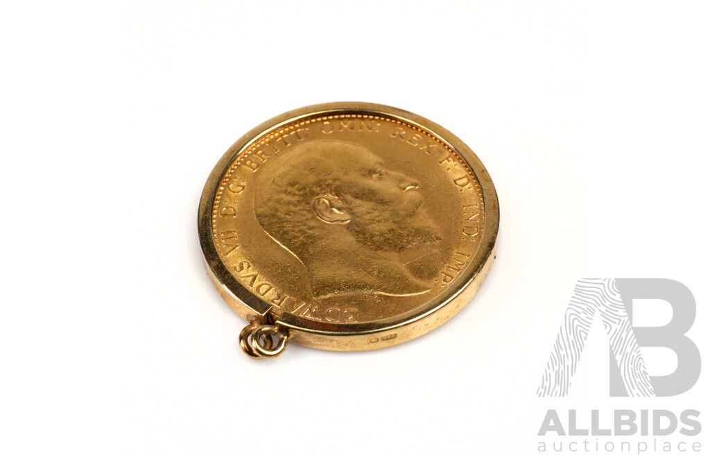 1910 King George Half Sovereign in 9ct Yellow Gold Mount