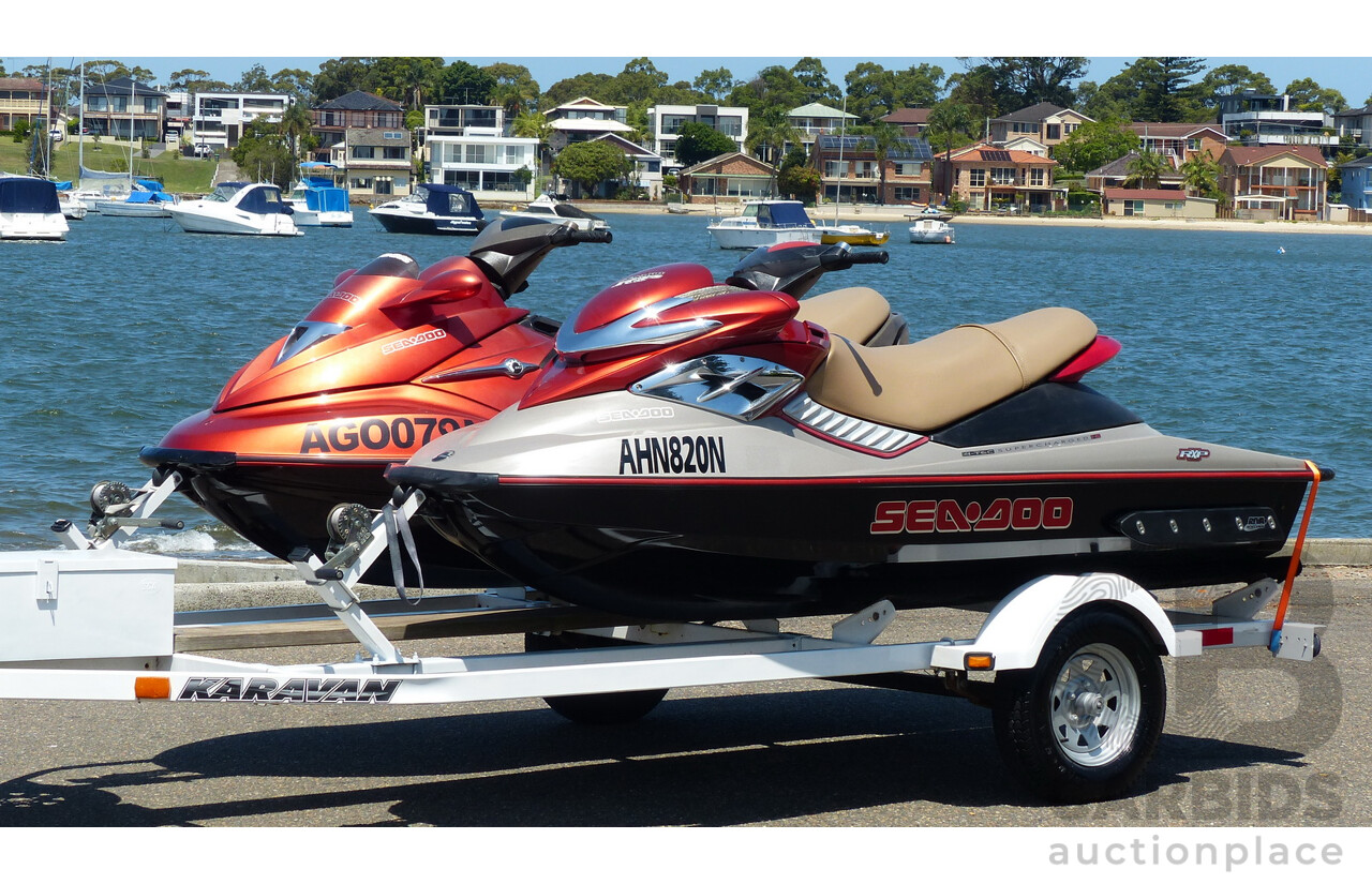 05/2005 Sea-Doo RXP 4-TEC Supercharged & 02/2004 Sea-Doo GTX 4-TEC Supercharged on 01/2012 Homemade Tandem Jet Ski Trailer