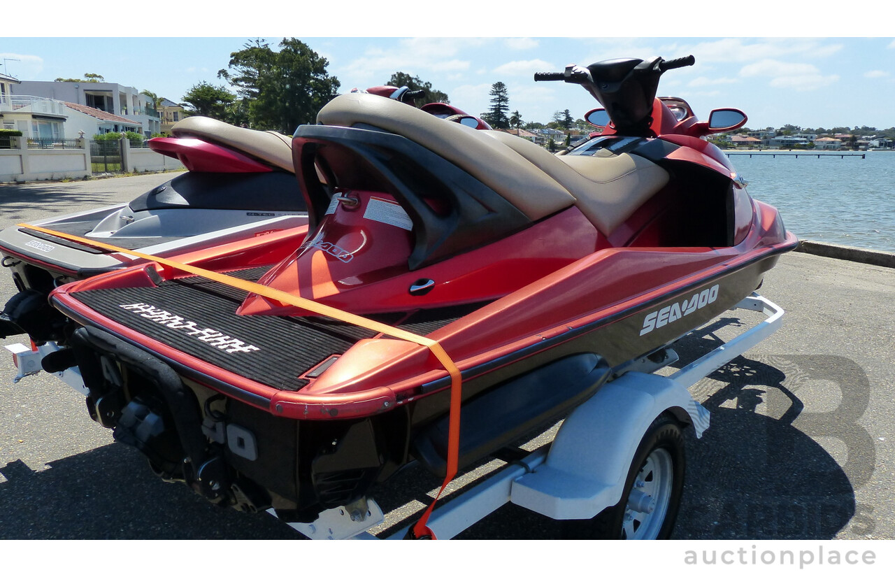 05/2005 Sea-Doo RXP 4-TEC Supercharged & 02/2004 Sea-Doo GTX 4-TEC Supercharged on 01/2012 Homemade Tandem Jet Ski Trailer