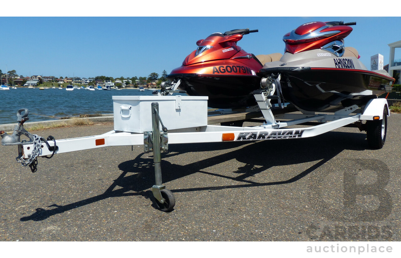 05/2005 Sea-Doo RXP 4-TEC Supercharged & 02/2004 Sea-Doo GTX 4-TEC Supercharged on 01/2012 Homemade Tandem Jet Ski Trailer