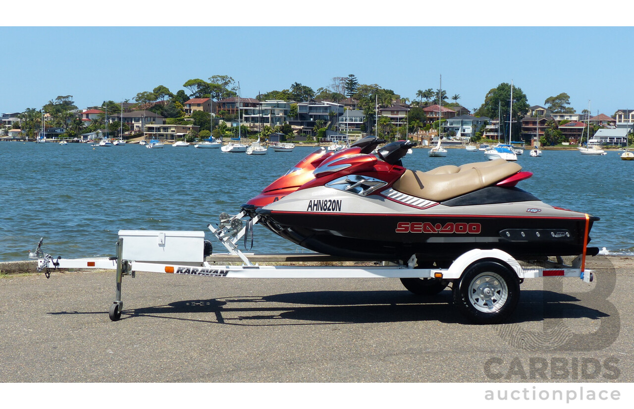 05/2005 Sea-Doo RXP 4-TEC Supercharged & 02/2004 Sea-Doo GTX 4-TEC Supercharged on 01/2012 Homemade Tandem Jet Ski Trailer