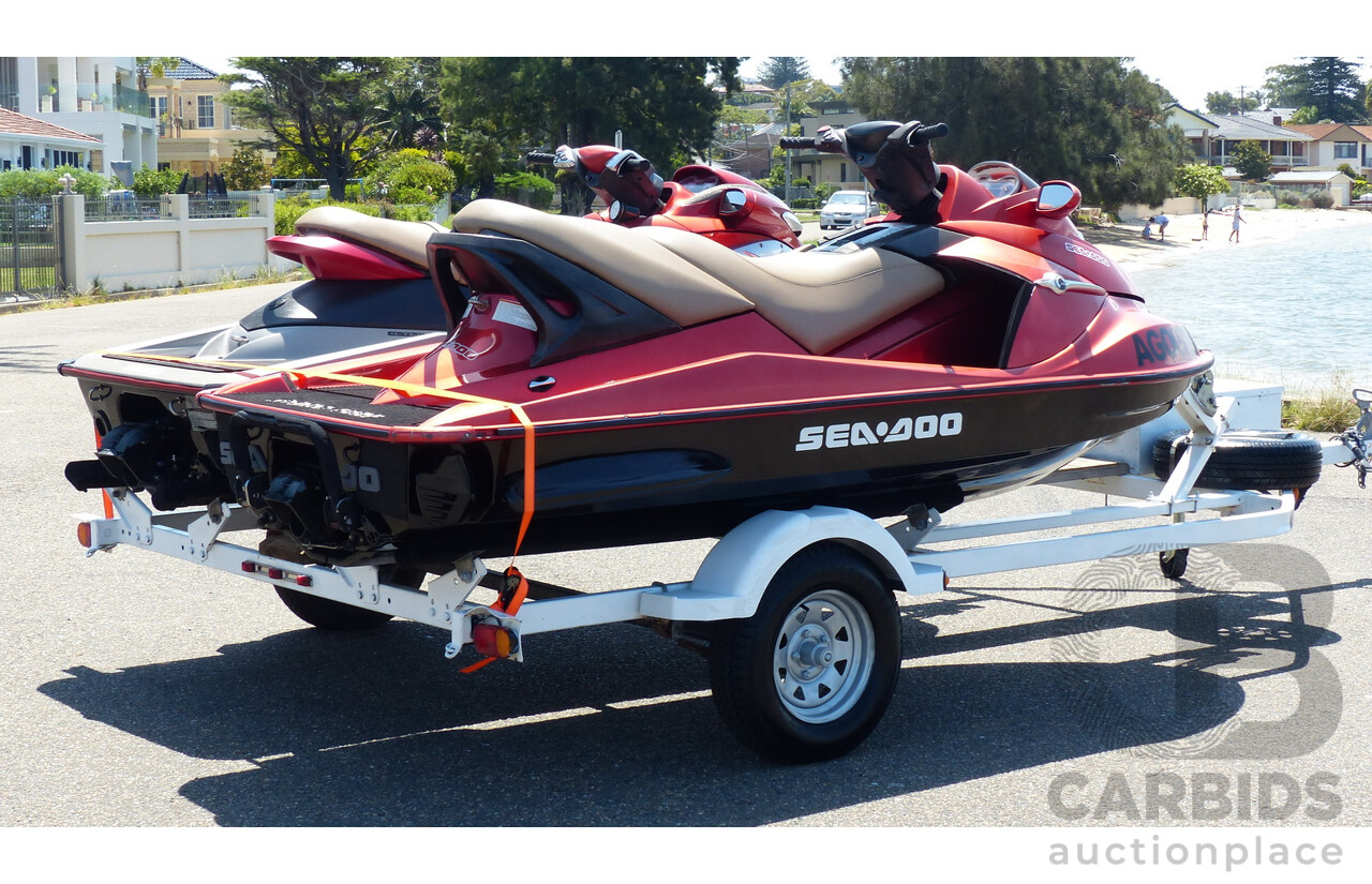 05/2005 Sea-Doo RXP 4-TEC Supercharged & 02/2004 Sea-Doo GTX 4-TEC Supercharged on 01/2012 Homemade Tandem Jet Ski Trailer