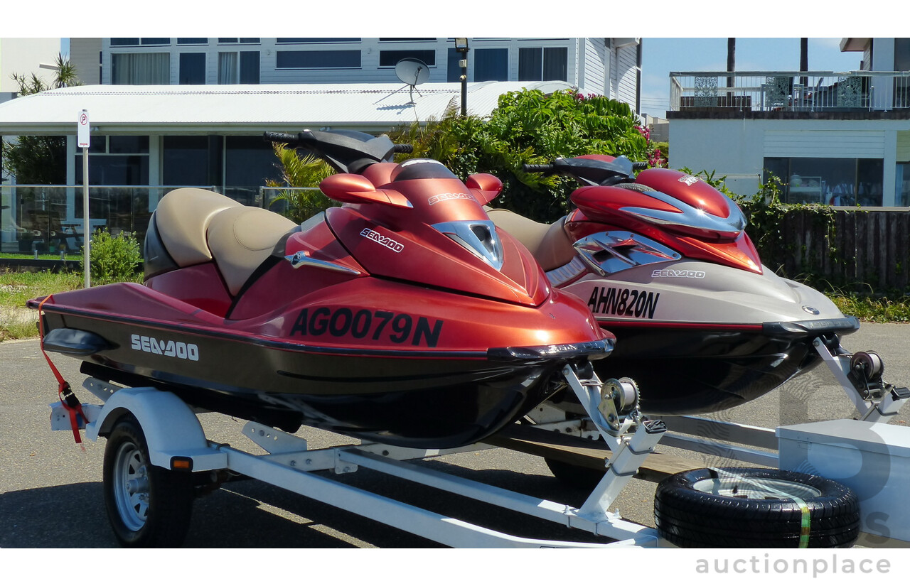 05/2005 Sea-Doo RXP 4-TEC Supercharged & 02/2004 Sea-Doo GTX 4-TEC Supercharged on 01/2012 Homemade Tandem Jet Ski Trailer