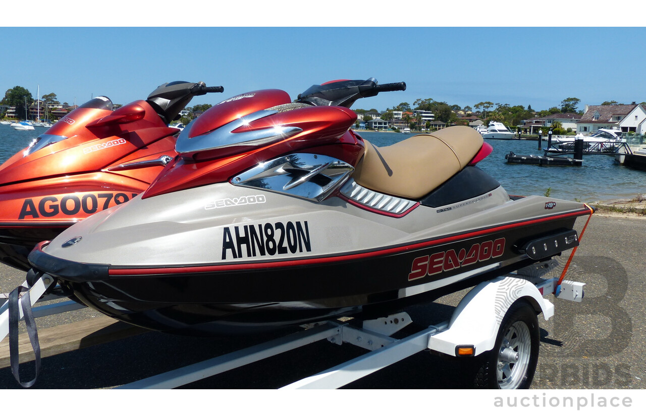 05/2005 Sea-Doo RXP 4-TEC Supercharged & 02/2004 Sea-Doo GTX 4-TEC Supercharged on 01/2012 Homemade Tandem Jet Ski Trailer