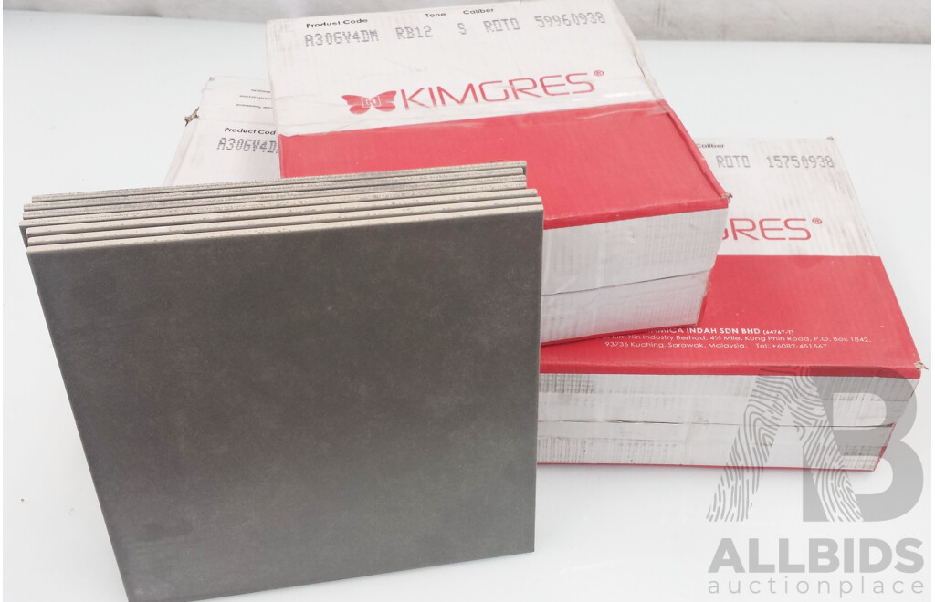 Kimgres Premium Floor Tiles(300mm X 300mm) - Matte Grey - Approx. Five Square Meters - New