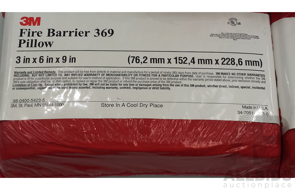 3m Fire Barrier 369 Pillows - Lot of Five  - Brand New - RRP $180.00