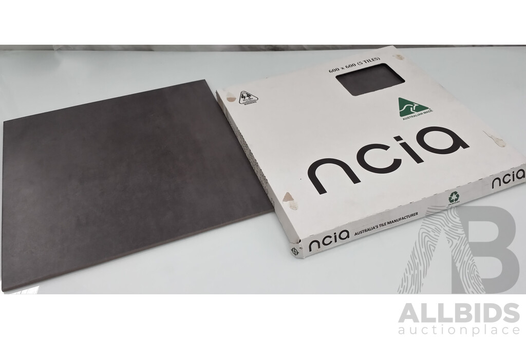 NCIA Floor Tiles(600mm X 600mm) - Belga Charcoal(Matt) - Approx.43.2 Square Meters - New