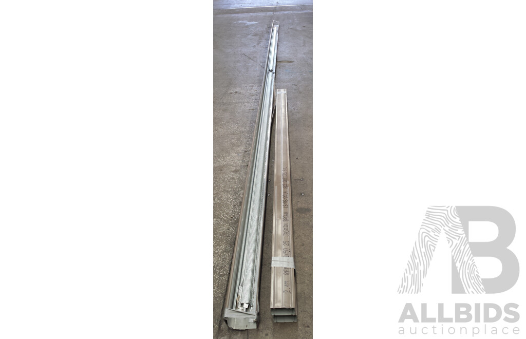 2 X Ace Guttering Jasmine Brown Downpipes - 2.4 Meter Lengths and Stratco Banyan Brown Slotted Guttering - 6.5 Meter Length  - New