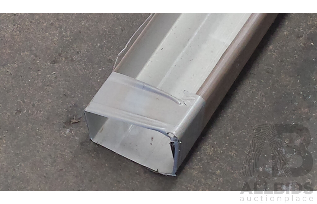 2 X Ace Guttering Jasmine Brown Downpipes - 2.4 Meter Lengths and Stratco Banyan Brown Slotted Guttering - 6.5 Meter Length  - New