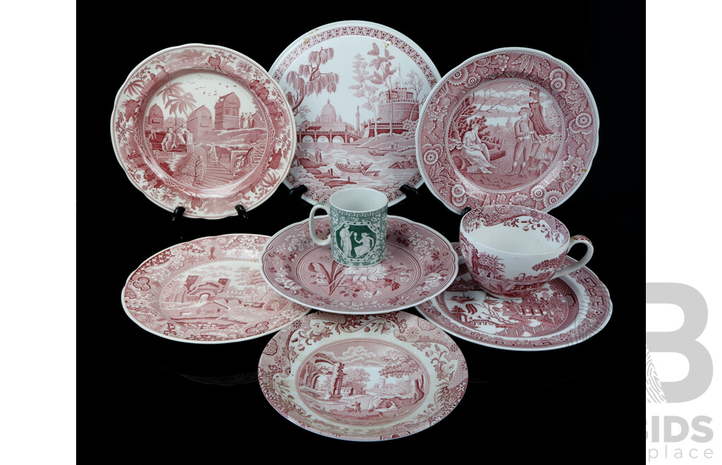 Collection Nine Pieces English Spode Porcelain in the Archive Collection