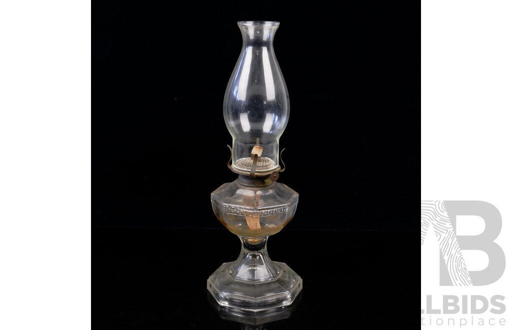 Antique Glass Oil Lamp with Glass Chimney