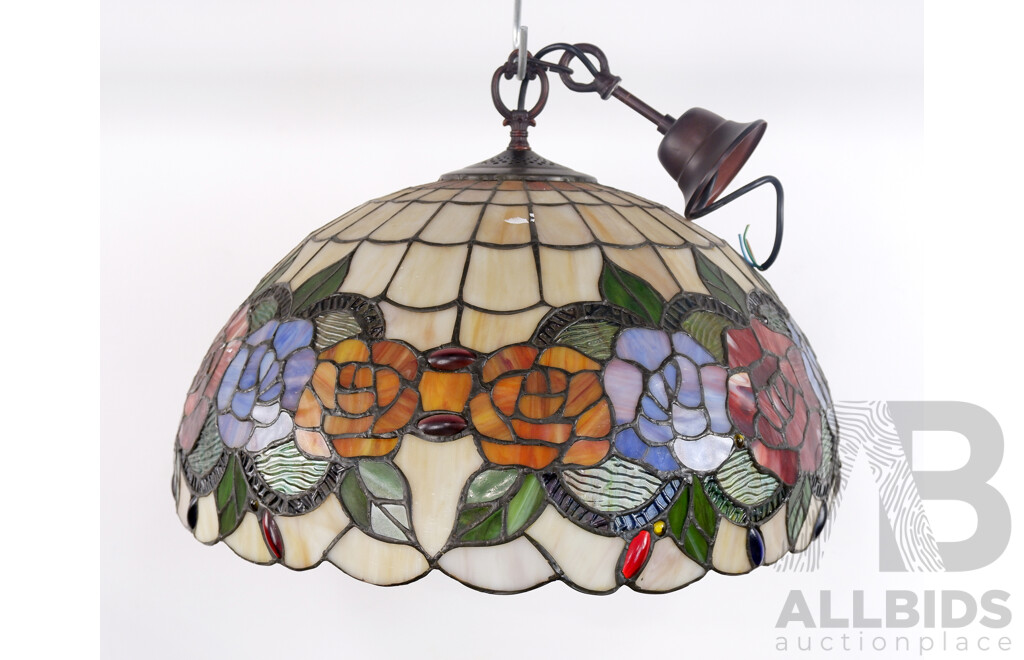 Tiffany Style Light Fitting with Roses