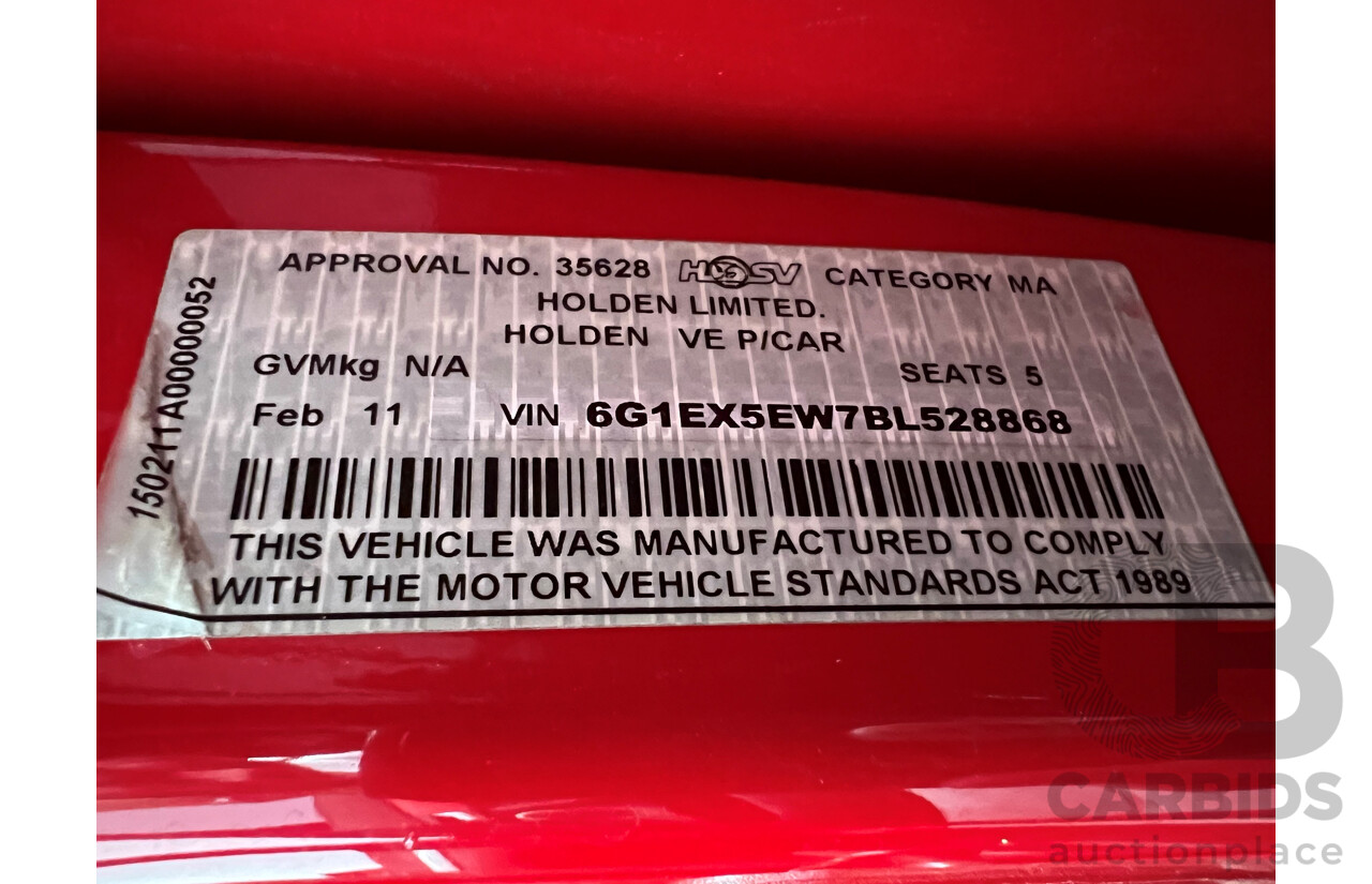 2/2011 Holden HSV Clubsport R8 E3 4d Sedan Red 6.2L V8