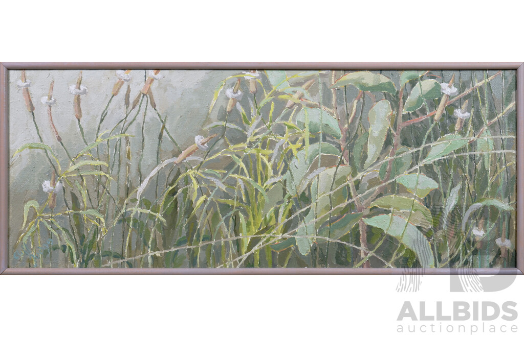 Australian School, Flower Field, Oil on Canvas, 45 x 116 cm