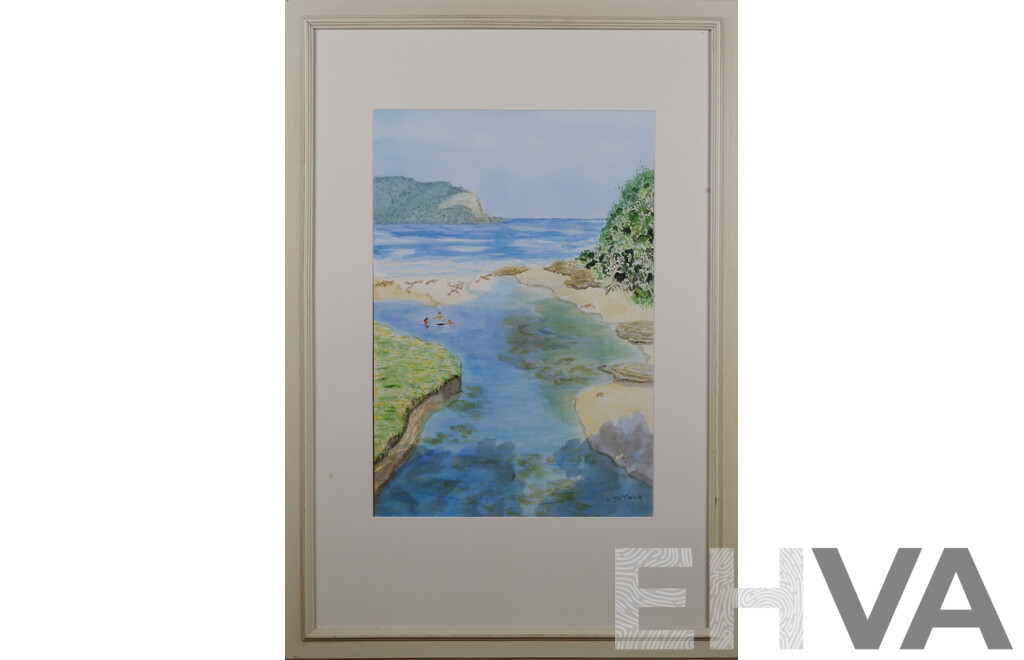 Coastal Watercolour Scene Signed 'M. Mack'