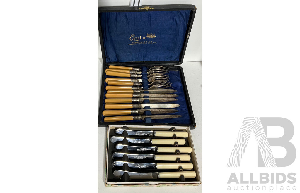 Two Vintage Boxed Sets of Cutlery