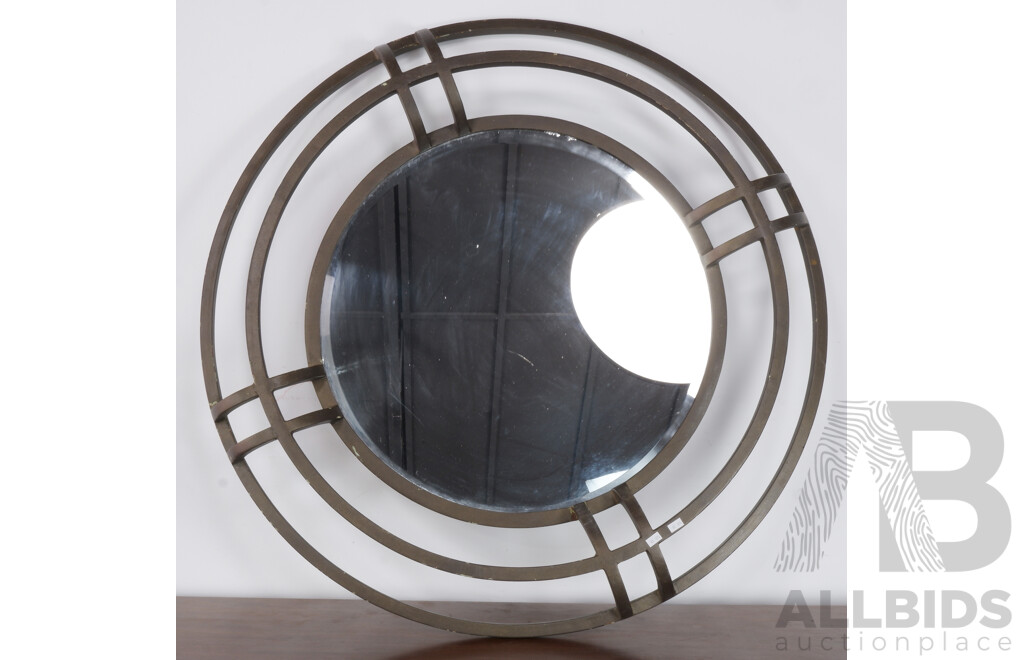 Large Round Metal Framed Mirror