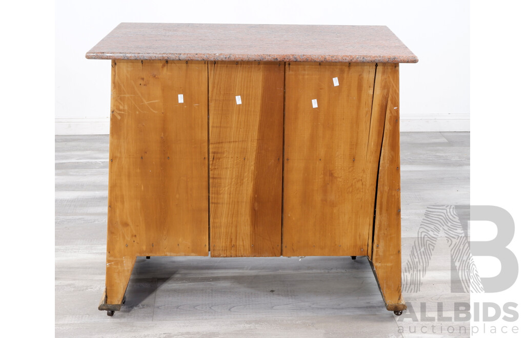 Arts and Crafts Oak Cupboard with Granite Top Surface, Early to Mid 20th Century