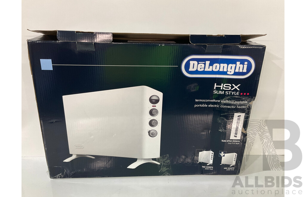 De'Longhi (HSX3324FTS) 2400W Convector Heater With Timer,  HOMEDICS (FB-450H-AU) Bubble Spa Elite Footspa - LOT of 2 - $199.98
