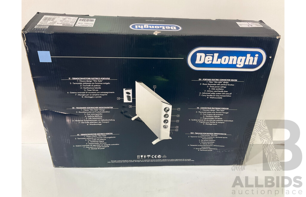 De'Longhi (HSX3324FTS) 2400W Convector Heater With Timer,  HOMEDICS (FB-450H-AU) Bubble Spa Elite Footspa - LOT of 2 - $199.98