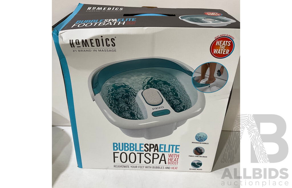 De'Longhi (HSX3324FTS) 2400W Convector Heater With Timer,  HOMEDICS (FB-450H-AU) Bubble Spa Elite Footspa - LOT of 2 - $199.98