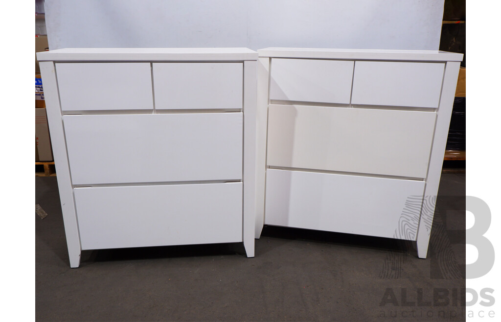 Sleek Laminated Chest of Drawers, Lot of Two