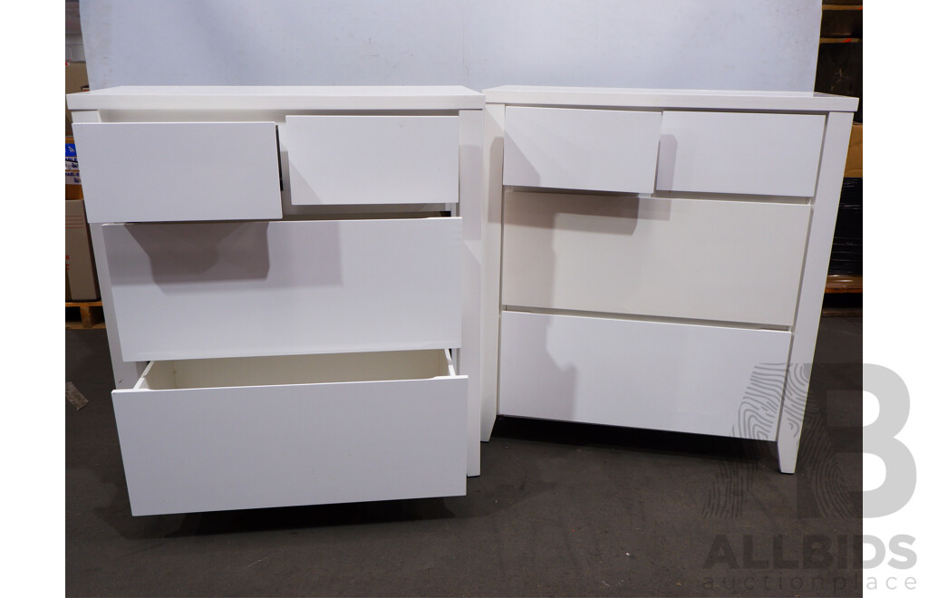 Sleek Laminated Chest of Drawers, Lot of Two